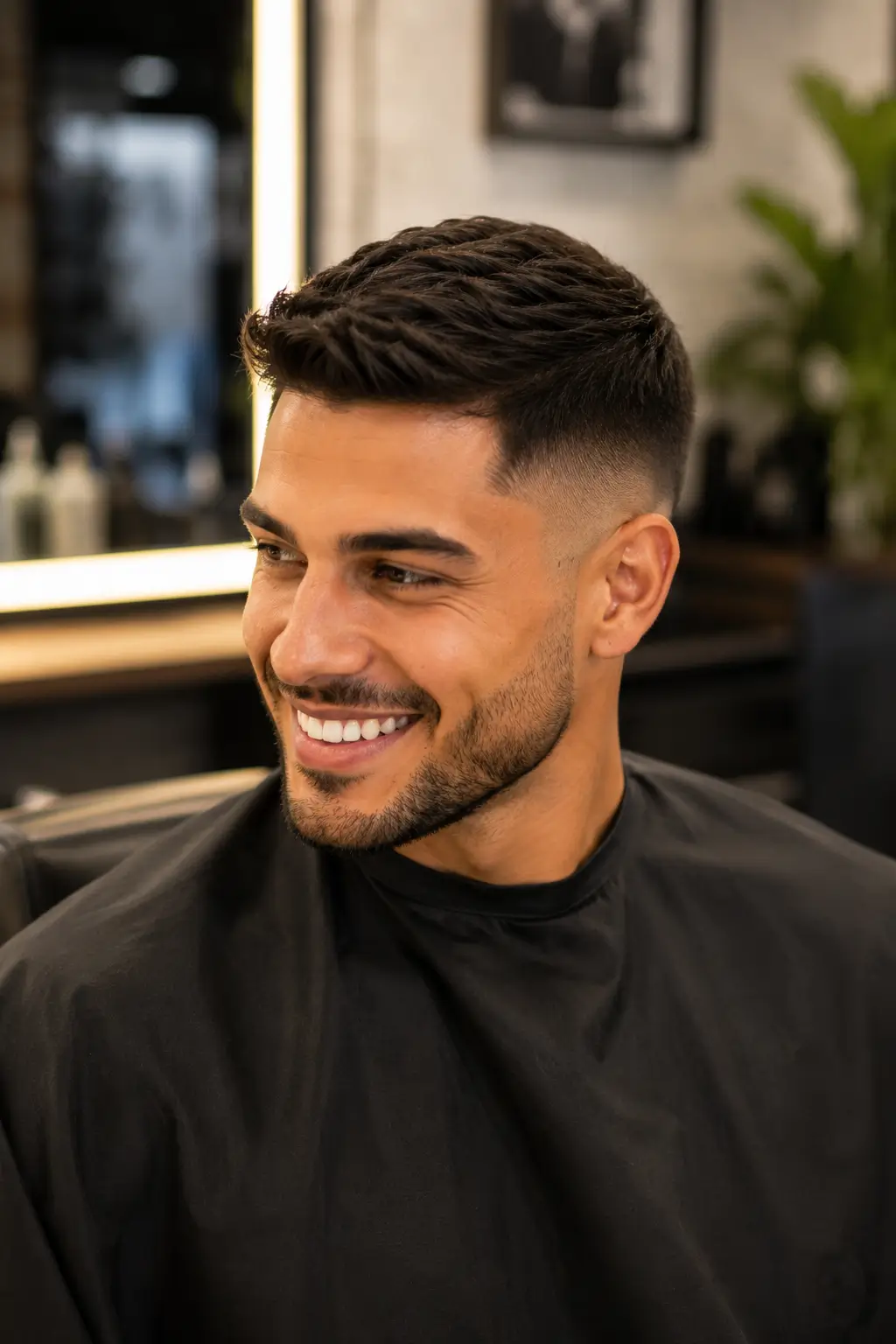 Cliente mostrando o resultado do último corte de cabelo