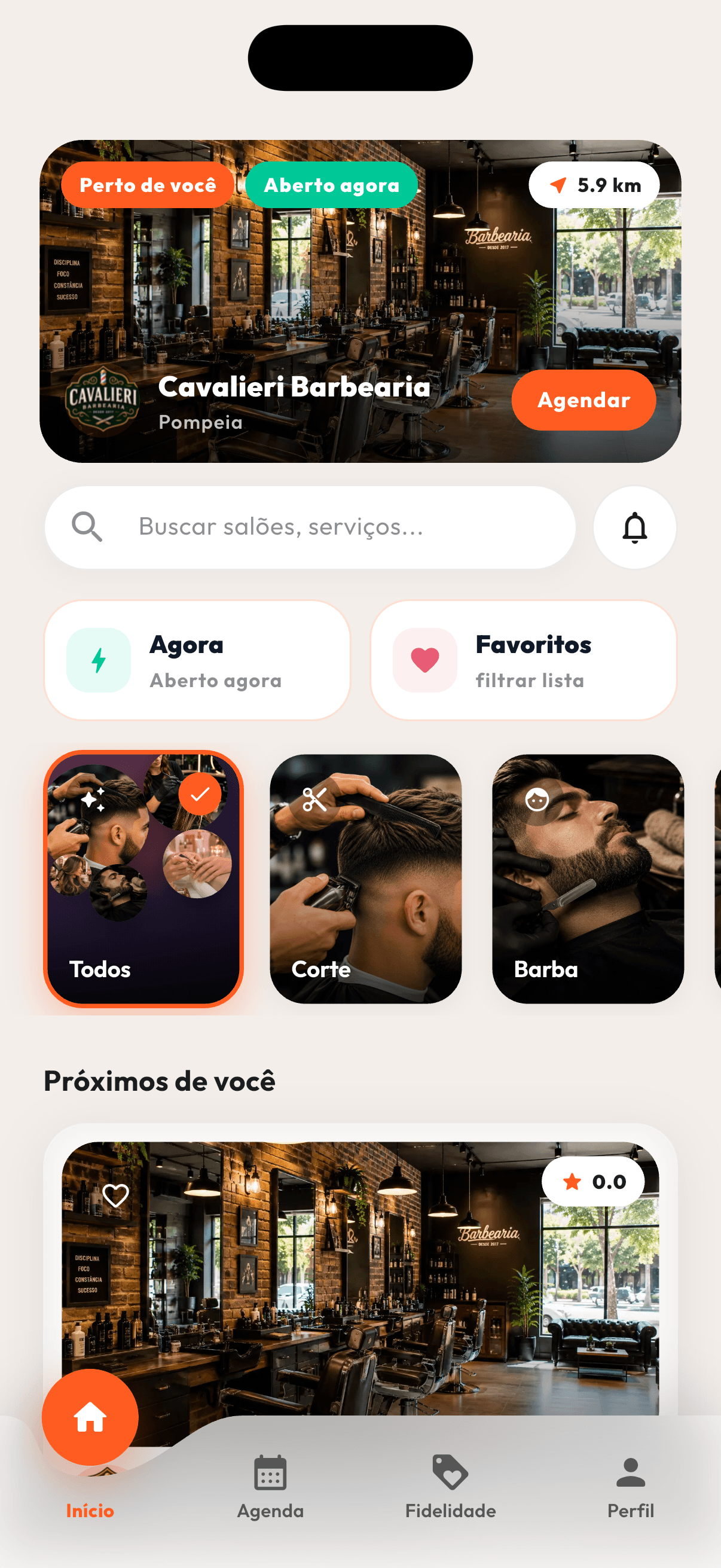Cutspot mostrando a Cavalieri Barbearia perto do cliente